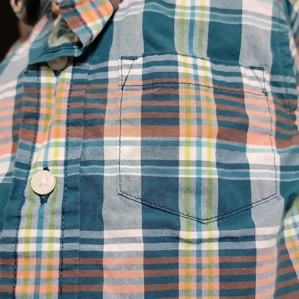 5/$25 Gymboree size 6-12 months short sleeve button down plaid shirt